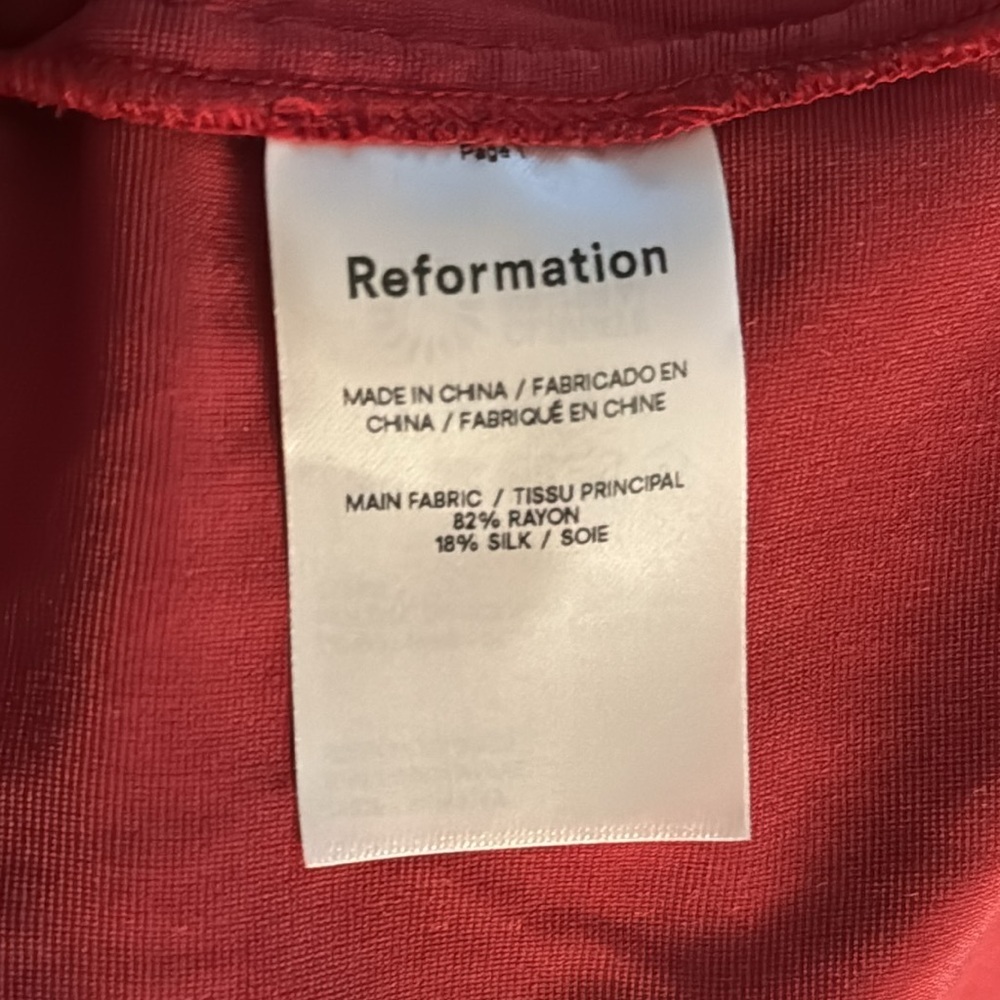 Reformation Albi Crimson Red Velvet Smocked Long Sleeve Mini Dress Sz Small Silk - Picture 7 of 8